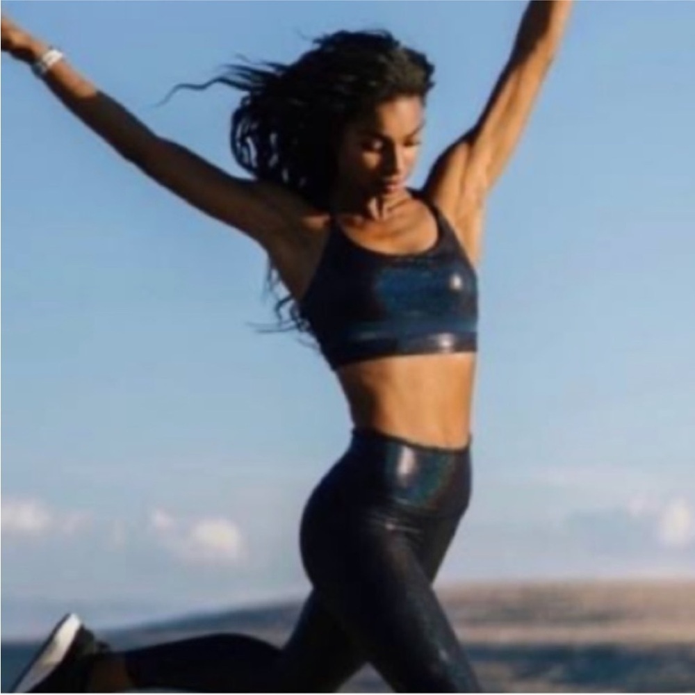 ZYIA Active Women's Twilight Luxe Sports Bra in Blue Glitter Sparkle. - Picture 7 of 8